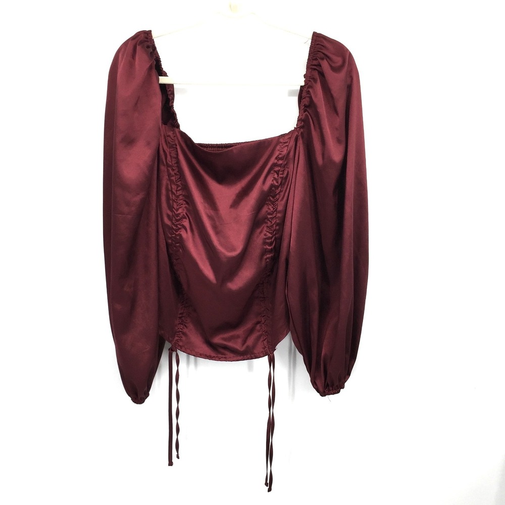 New Look maroon puff sleeve top whimsigoth Dark Romance Renaissance victorian 1X